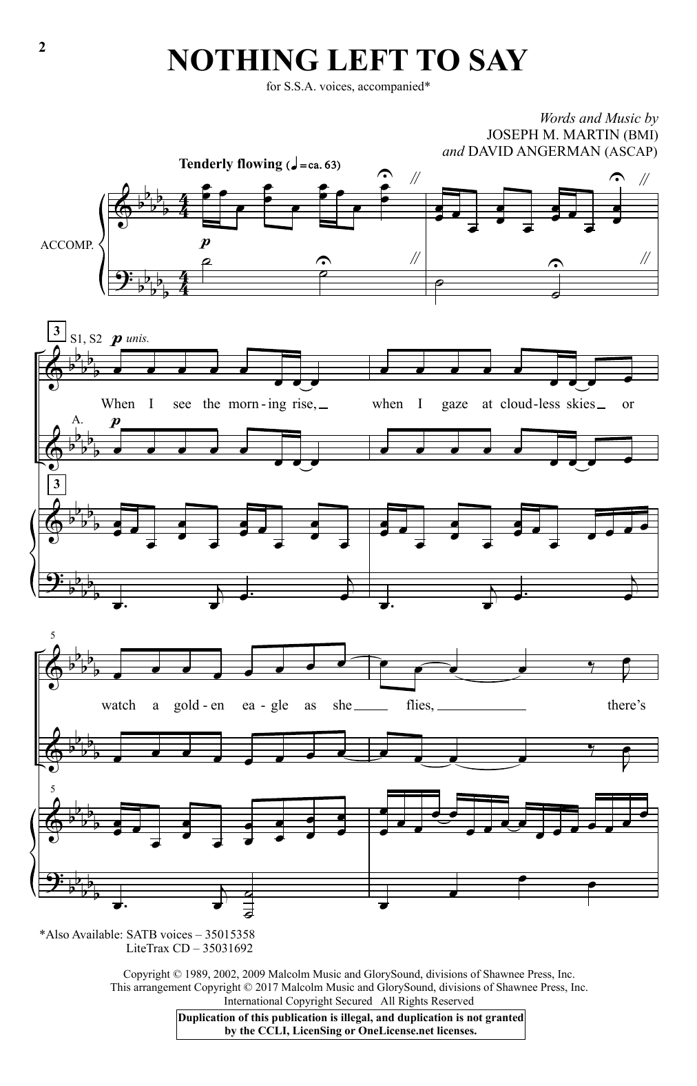 Download David Angerman Nothing Left To Say Sheet Music and learn how to play SSA PDF digital score in minutes