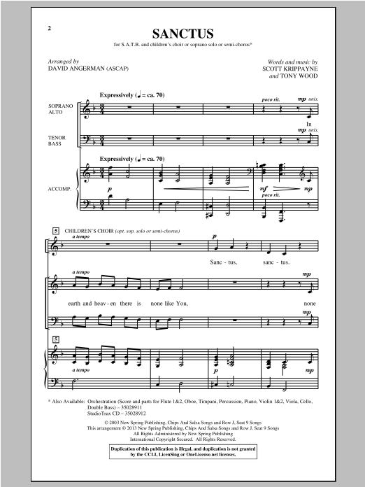 Download David Angerman Sanctus Sheet Music and learn how to play SATB PDF digital score in minutes