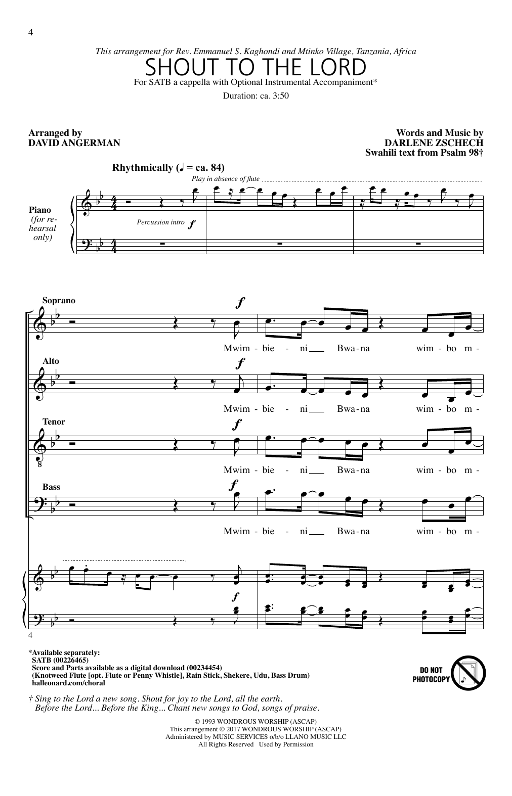 Download David Angerman Shout To The Lord Sheet Music and learn how to play SATB PDF digital score in minutes