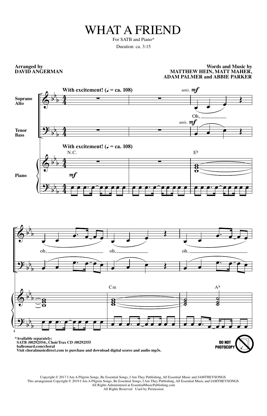 Download David Angerman What A Friend Sheet Music and learn how to play SATB Choir PDF digital score in minutes