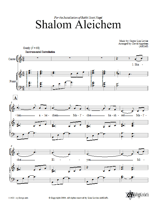 Download David Appelman Shalom Aleichem Sheet Music and learn how to play SATB PDF digital score in minutes