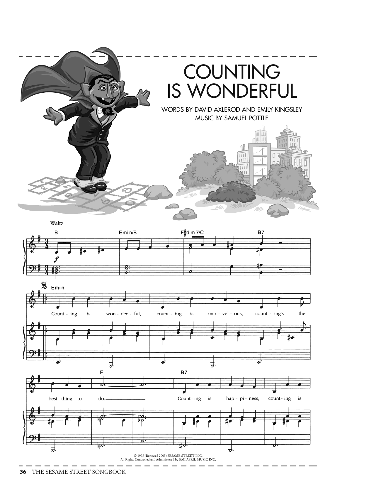 Download David Axlerod Counting Is Wonderful (from Sesame Street) Sheet Music and learn how to play Piano, Vocal & Guitar Chords (Right-Hand Melody) PDF digital score in minutes