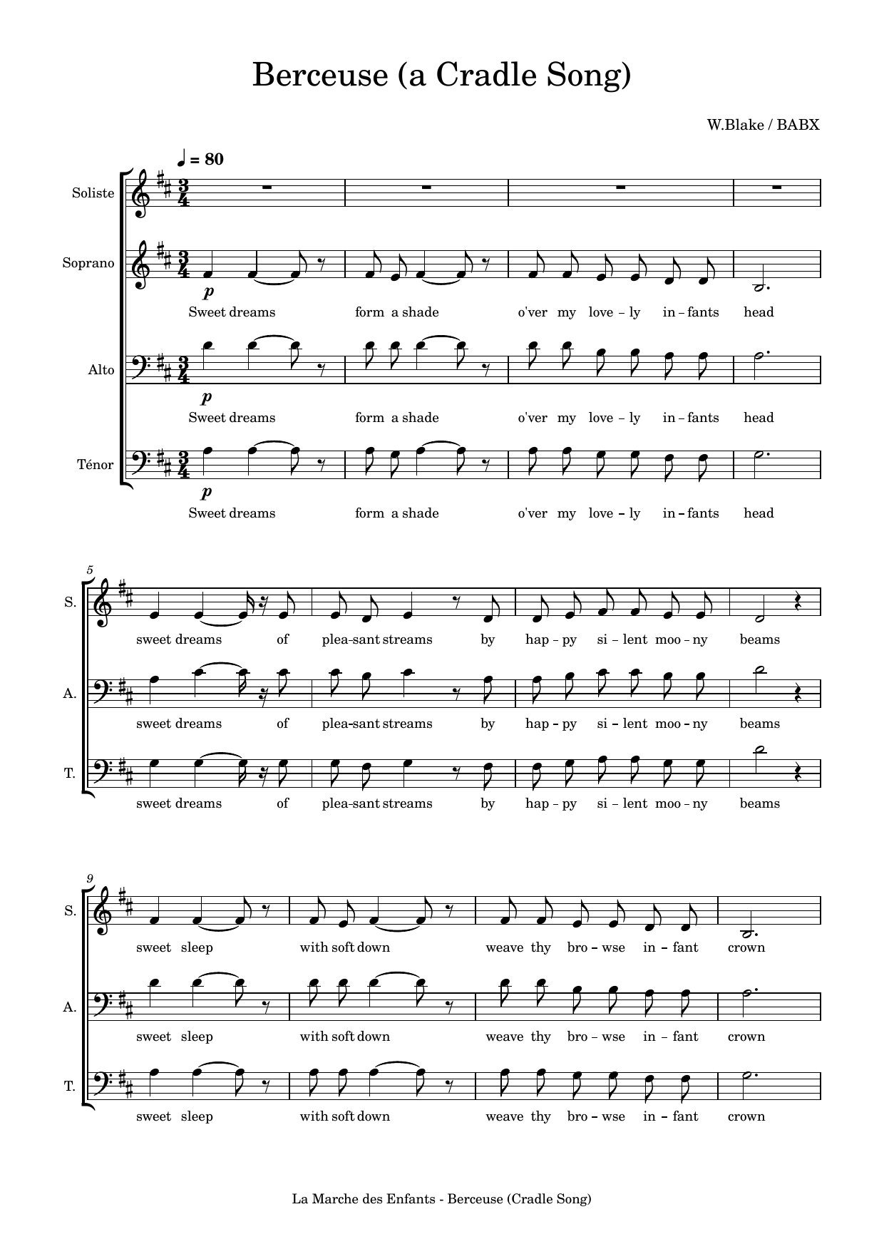 Download David Babin (Babx) Berceuse (A Cradle Song) Sheet Music and learn how to play Choir PDF digital score in minutes