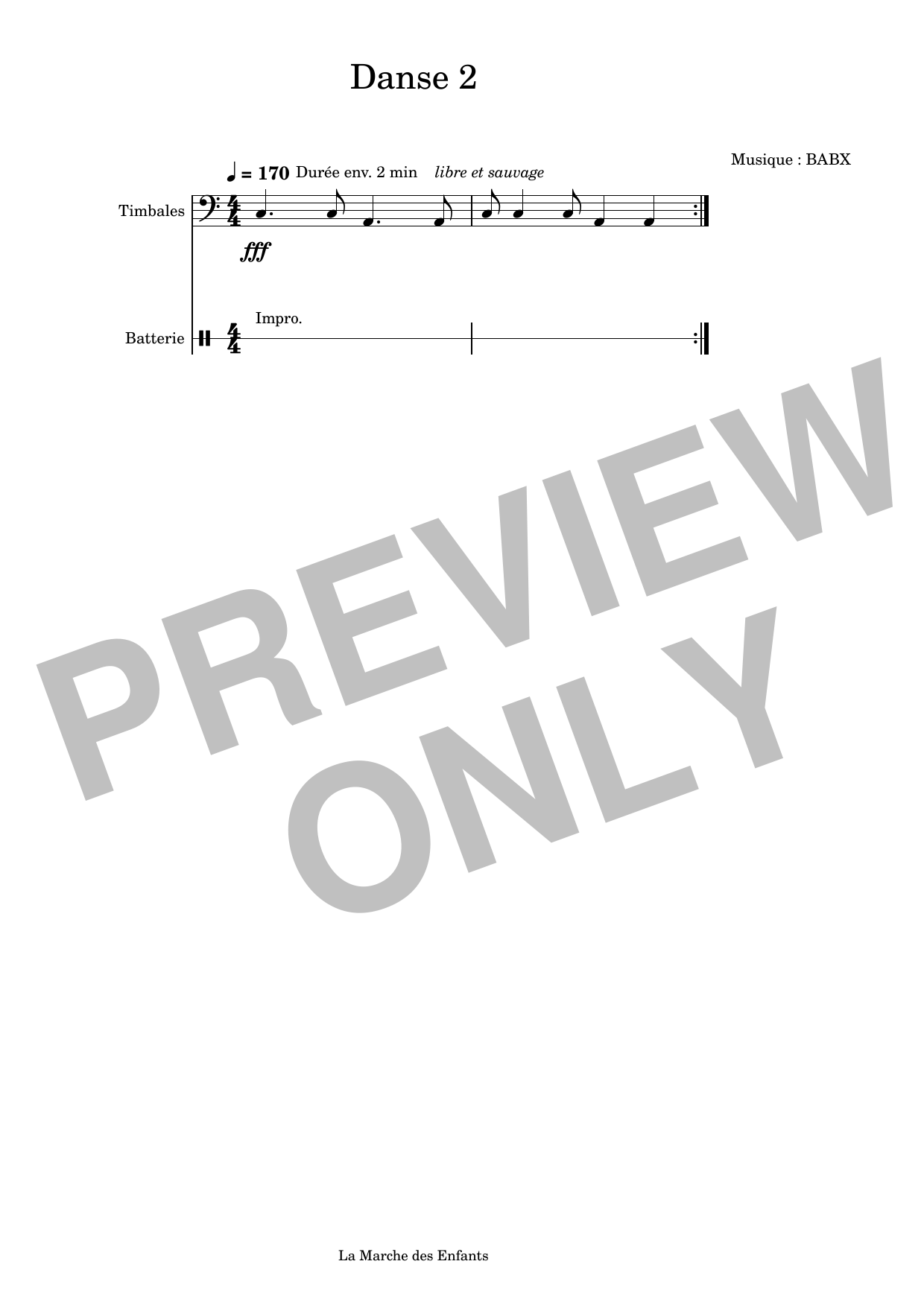 Download David Babin (Babx) Danse 2 Sheet Music and learn how to play Percussion Ensemble PDF digital score in minutes