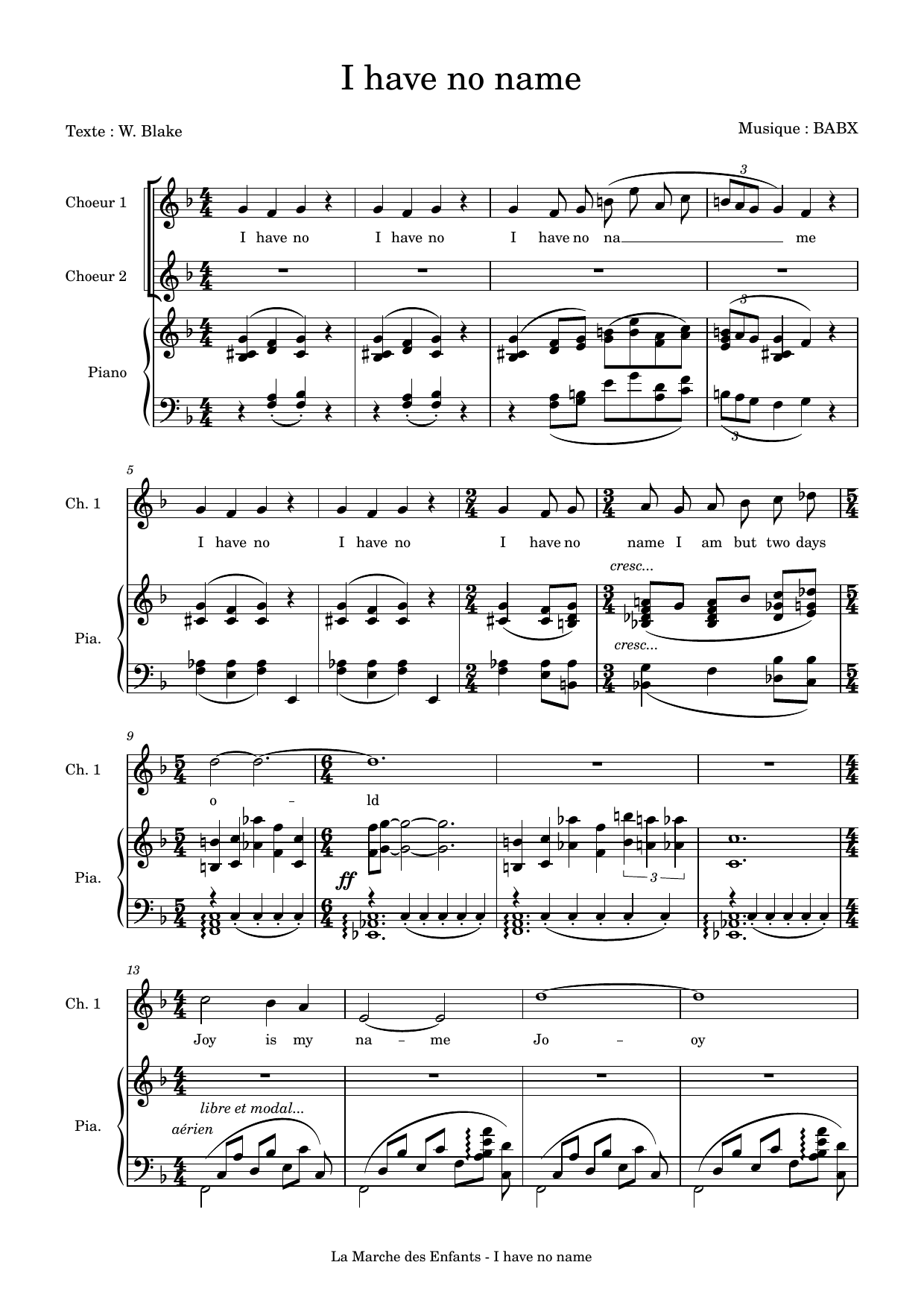 Download David Babin (Babx) I have no name Sheet Music and learn how to play Choir PDF digital score in minutes