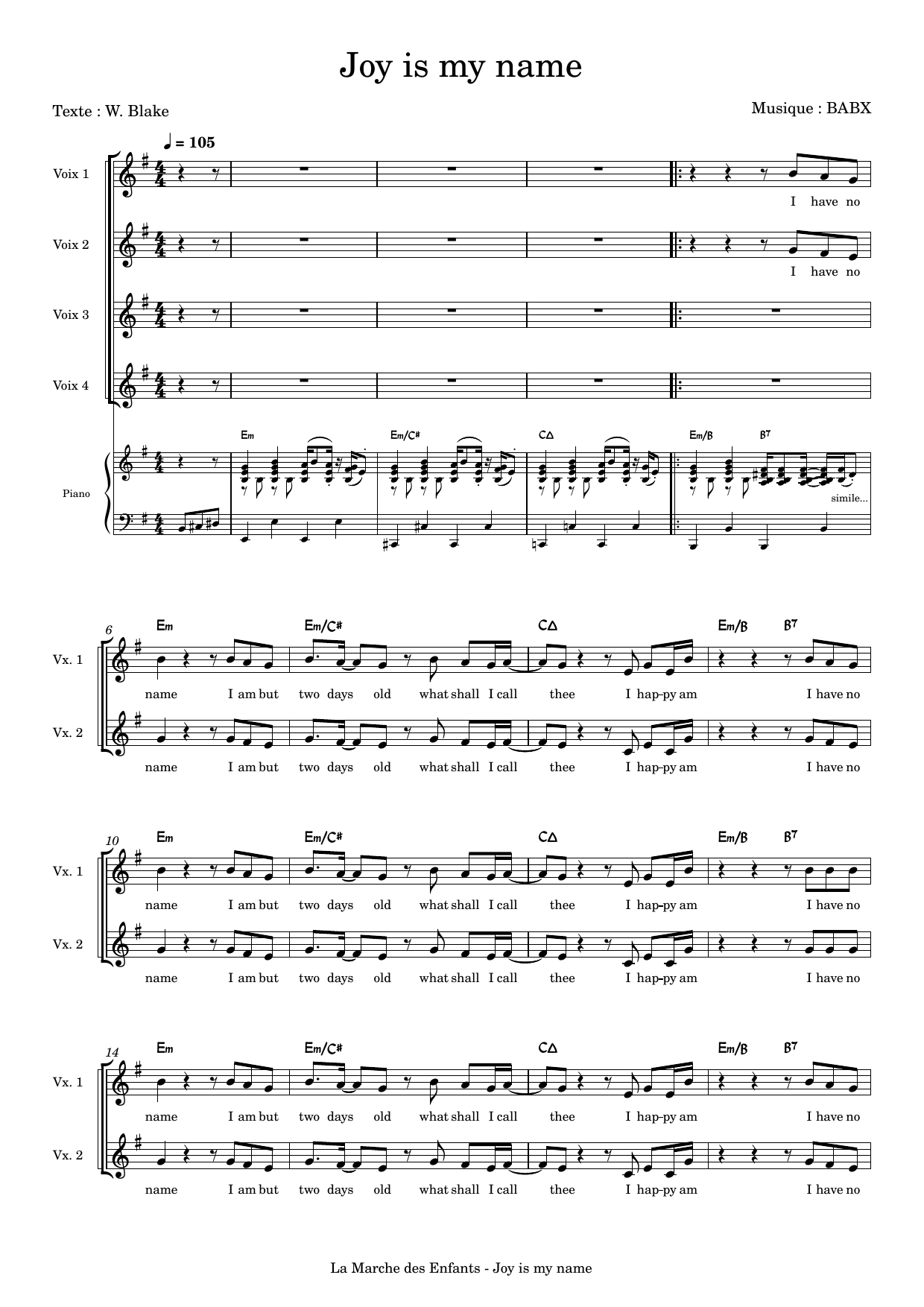 Download David Babin (Babx) Joy Is My Name Sheet Music and learn how to play Choir PDF digital score in minutes