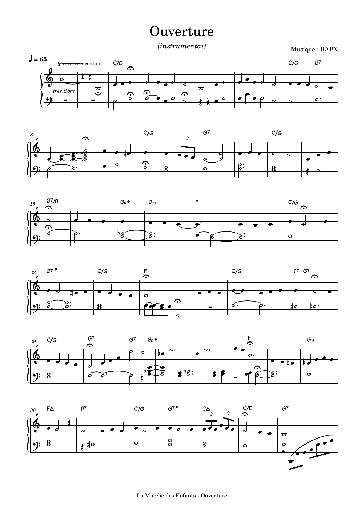 Download David Babin (Babx) Ouverture Sheet Music and learn how to play Piano Solo PDF digital score in minutes