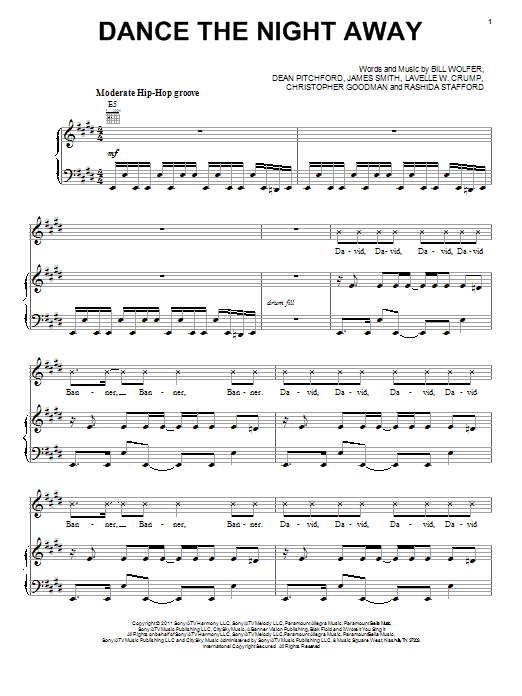 Download David Banner Dance The Night Away (feat. Denim) Sheet Music and learn how to play Piano, Vocal & Guitar (Right-Hand Melody) PDF digital score in minutes