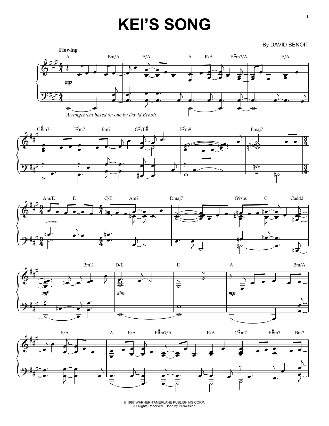 Download David Benoit Kei's Song Sheet Music and learn how to play Piano PDF digital score in minutes