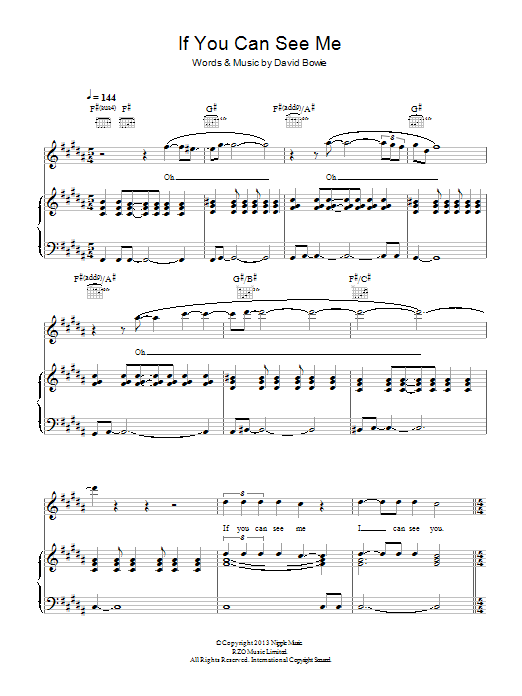 Download David Bowie If You Can See Me Sheet Music and learn how to play Piano, Vocal & Guitar (Right-Hand Melody) PDF digital score in minutes