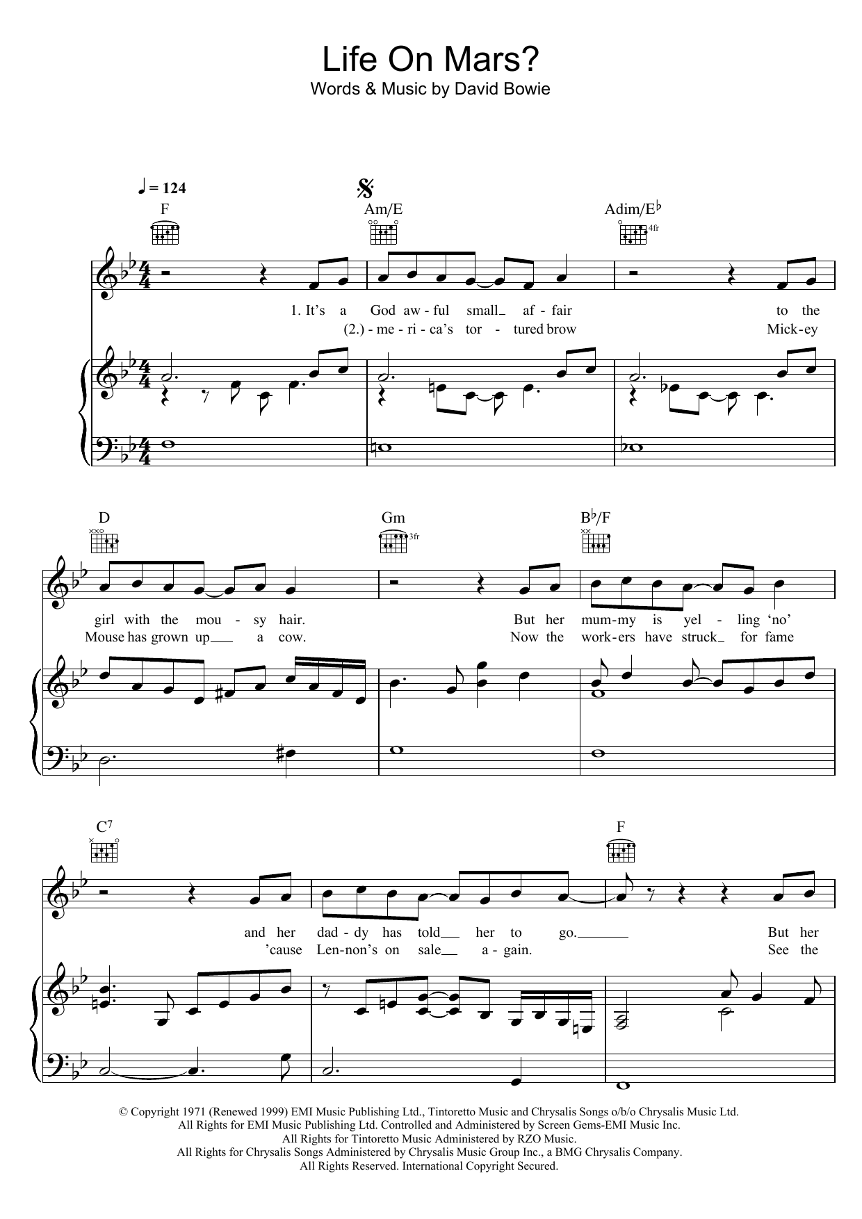Download David Bowie Life On Mars? Sheet Music and learn how to play Saxophone PDF digital score in minutes