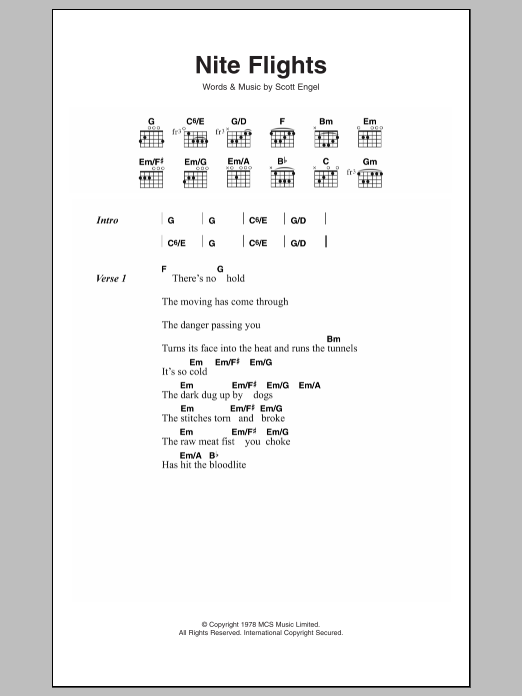 Download David Bowie Nite Flights Sheet Music and learn how to play Lyrics & Chords PDF digital score in minutes