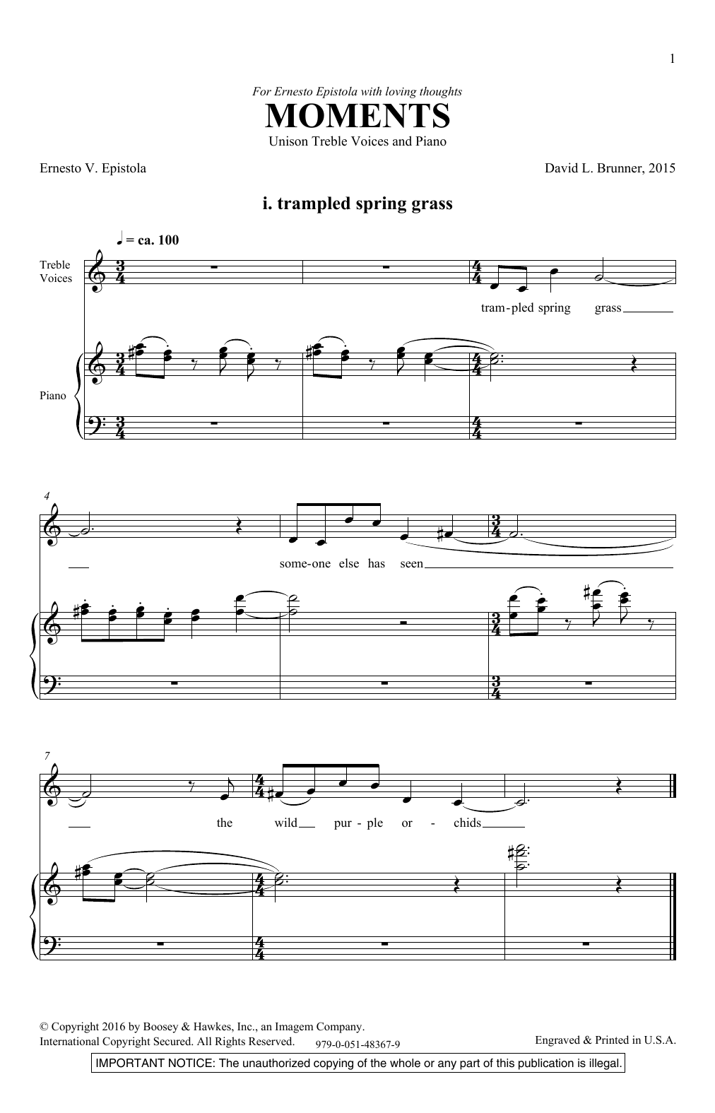 Download David Brunner Moments Sheet Music and learn how to play Unison Choral PDF digital score in minutes