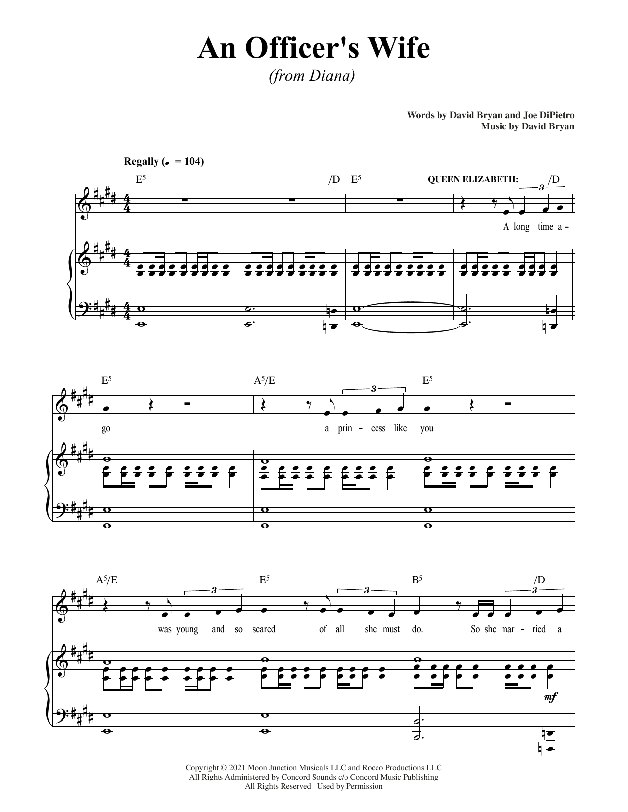 Download David Bryan & Joe DiPietro An Officer's Wife (from Diana) Sheet Music and learn how to play Piano & Vocal PDF digital score in minutes