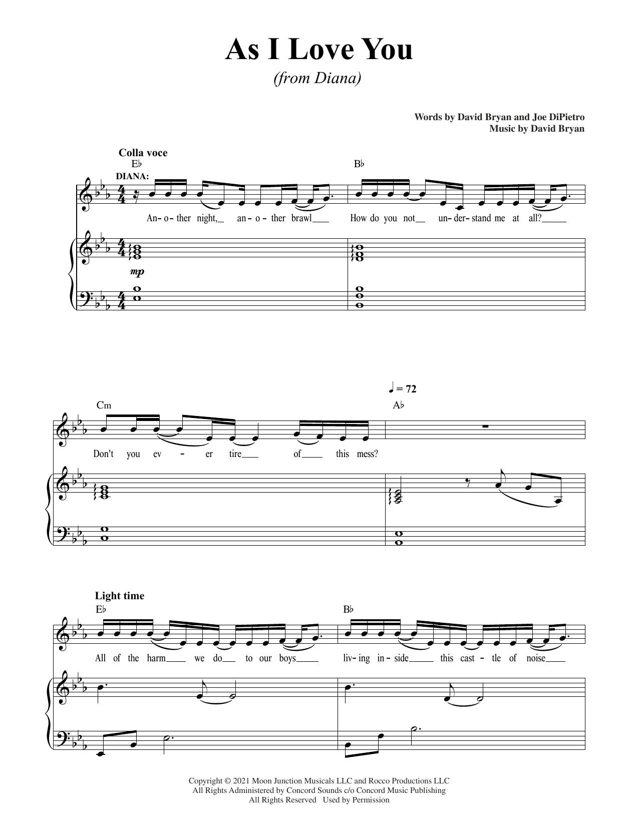 Download David Bryan & Joe DiPietro As I Love You (from Diana) Sheet Music and learn how to play Piano & Vocal PDF digital score in minutes