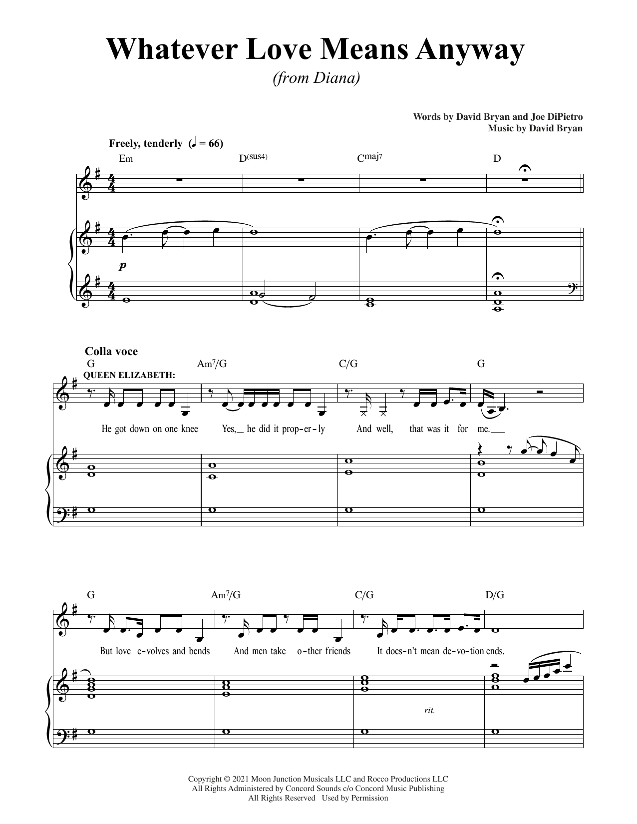 Download David Bryan & Joe DiPietro Whatever Love Means Anyway (from Diana) Sheet Music and learn how to play Piano & Vocal PDF digital score in minutes