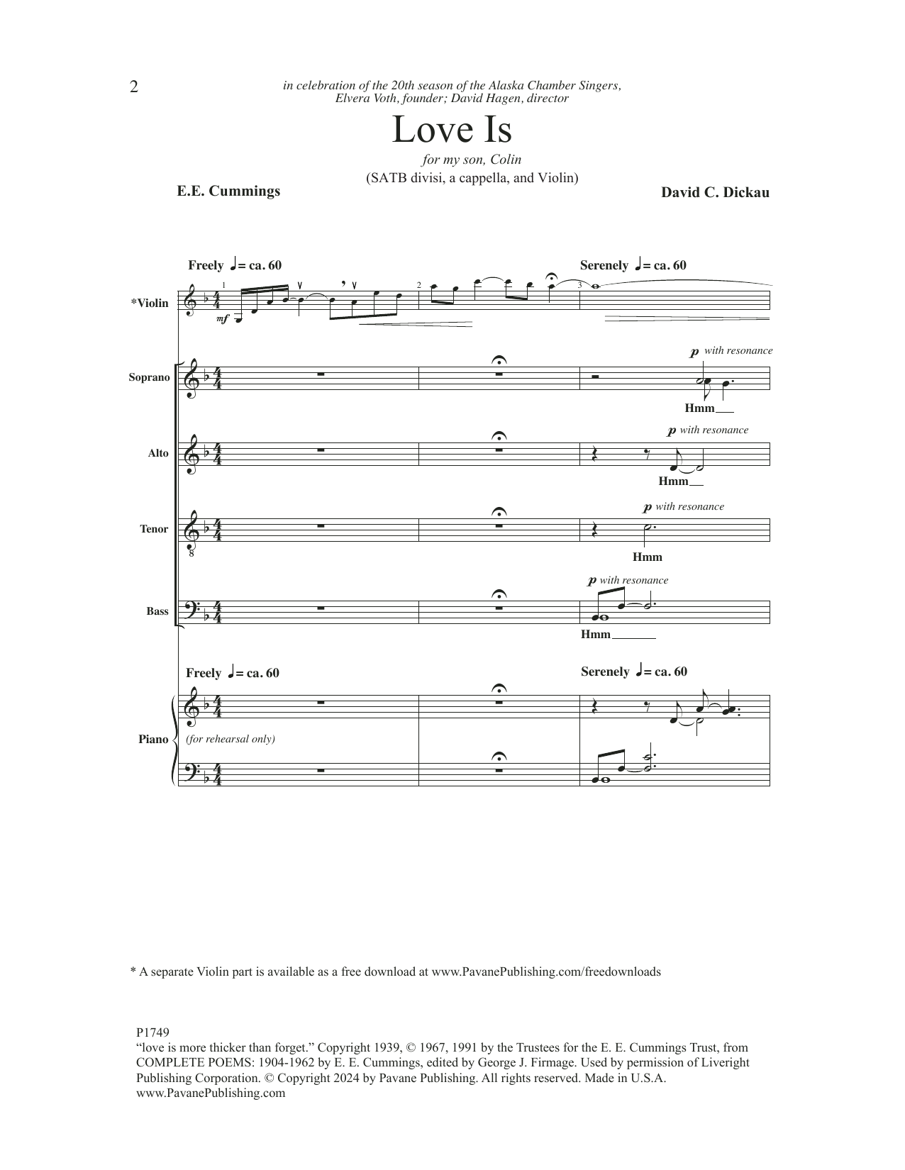 Download David C. Dickau Love Is Sheet Music and learn how to play SATB Choir PDF digital score in minutes