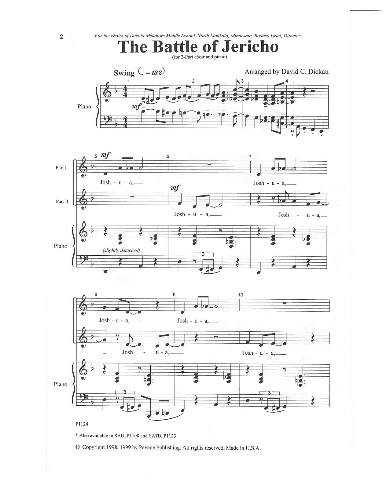 Download David C. Dickau The Battle Of Jericho Sheet Music and learn how to play SATB Choir PDF digital score in minutes