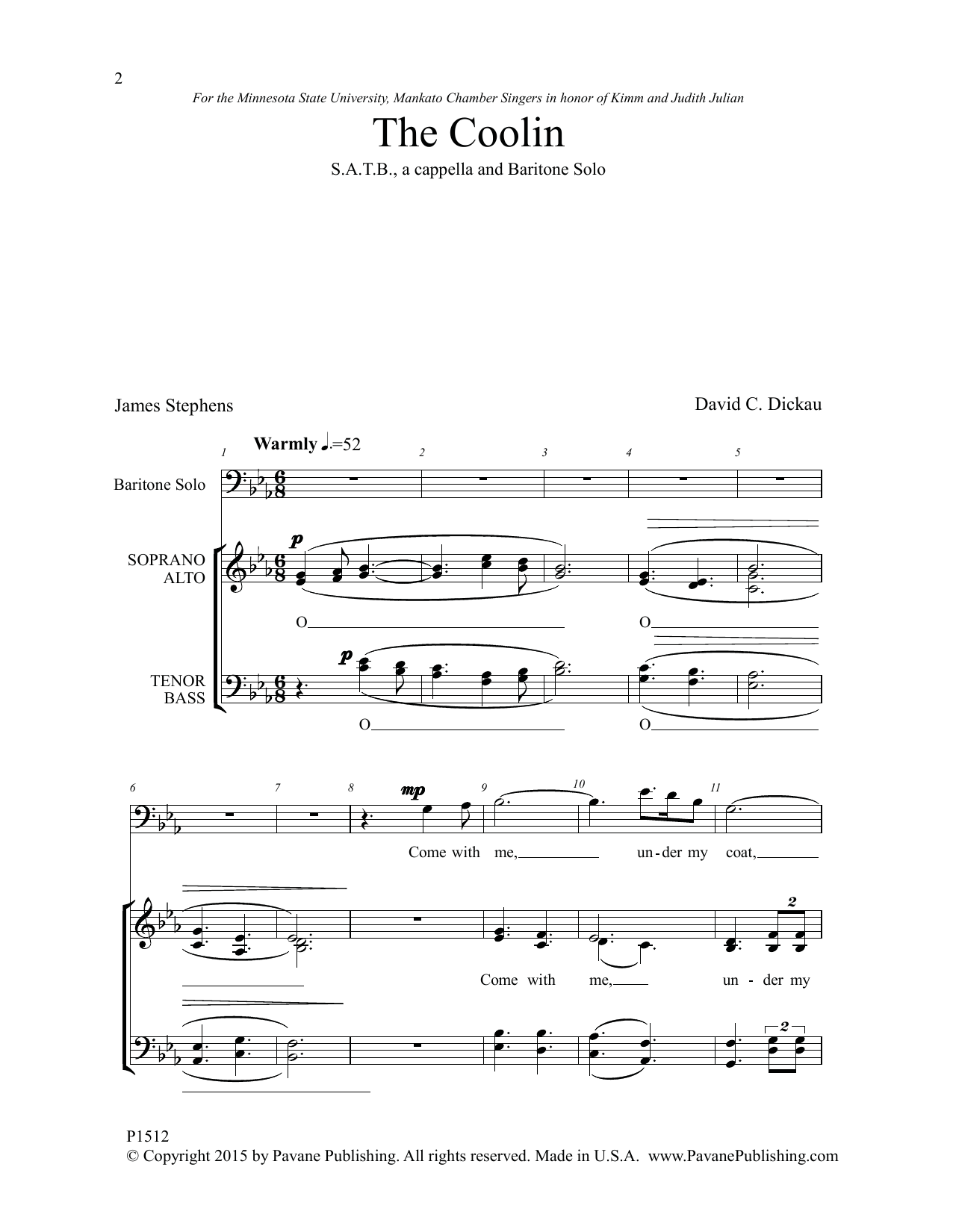 Download David C. Dickau The Coolin Sheet Music and learn how to play SATB Choir PDF digital score in minutes