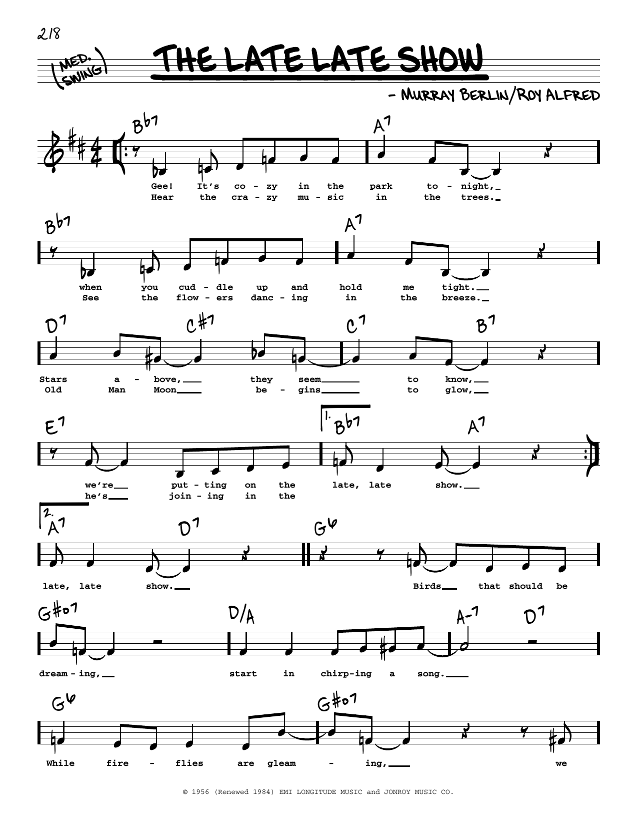 Download David Cavanaugh The Late Late Show (Low Voice) Sheet Music and learn how to play Real Book – Melody, Lyrics & Chords PDF digital score in minutes