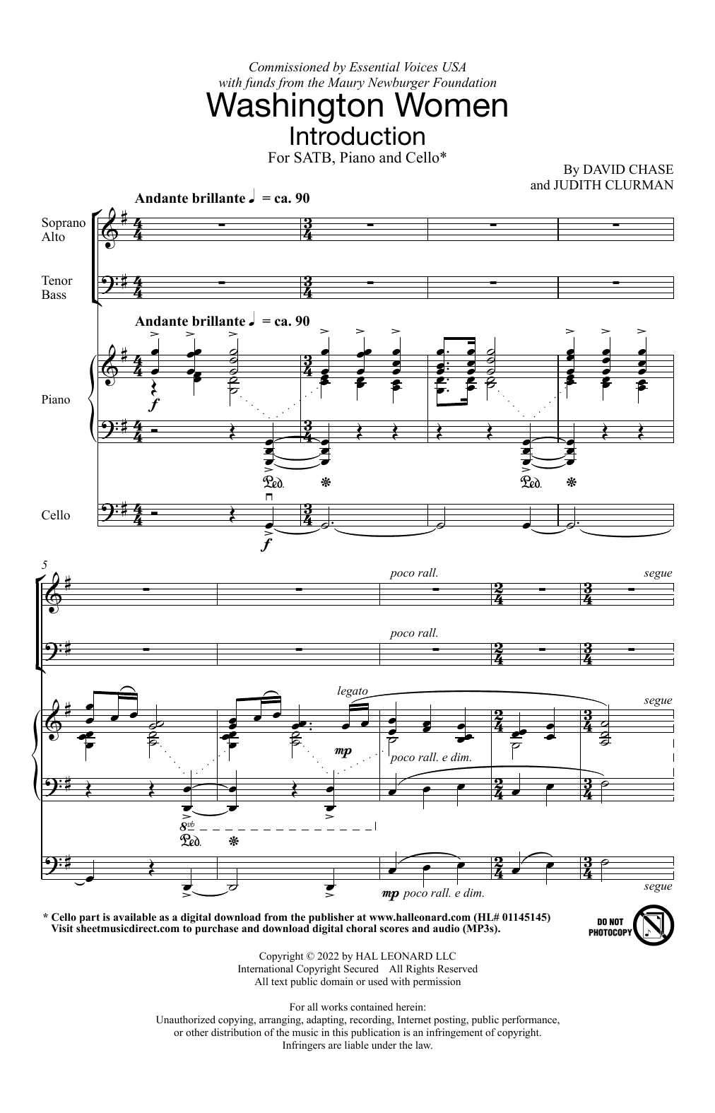 Download David Chase & Judith Clurman Washington Women Sheet Music and learn how to play SATB Choir PDF digital score in minutes