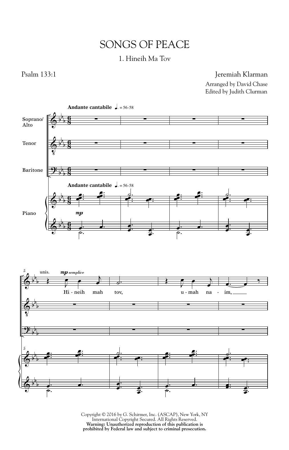 Download David Chase Songs Of Peace Sheet Music and learn how to play SATB PDF digital score in minutes