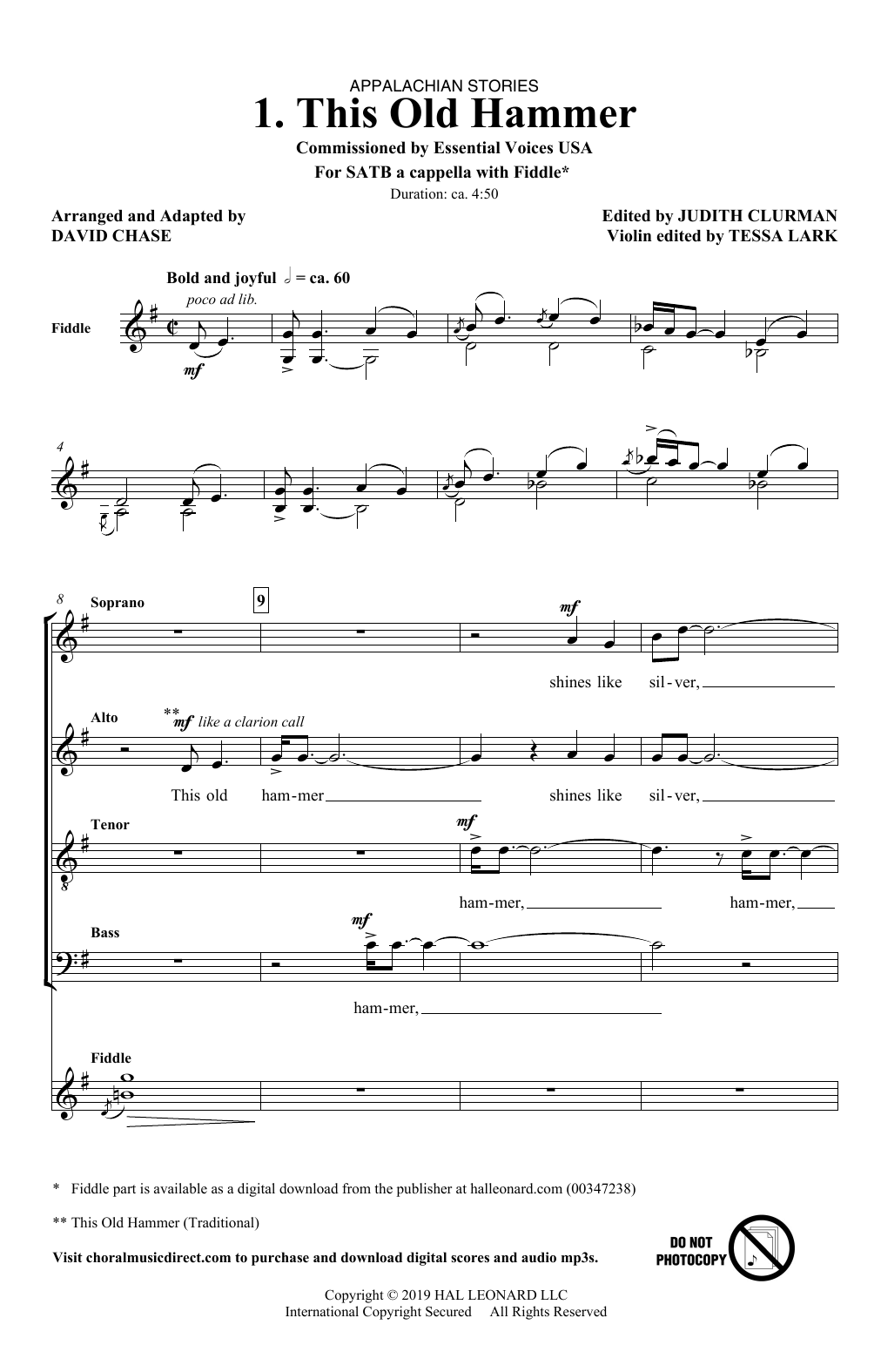 Download David Chase This Old Hammer (No. 1 from Appalachian Stories) Sheet Music and learn how to play SATB Choir PDF digital score in minutes