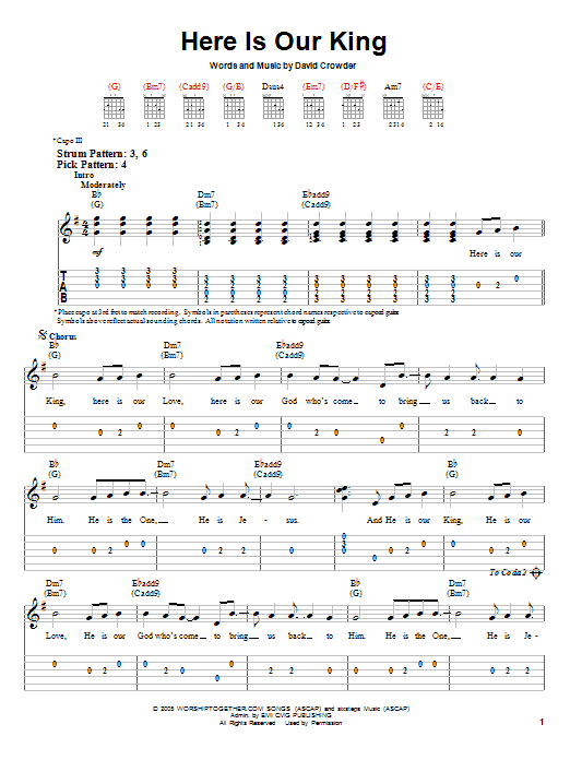 Download David Crowder Band Here Is Our King Sheet Music and learn how to play Lyrics & Chords PDF digital score in minutes