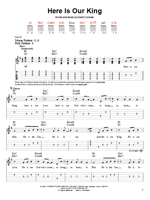 Download David Crowder Band Here Is Our King Sheet Music and learn how to play Piano, Vocal & Guitar (Right-Hand Melody) PDF digital score in minutes