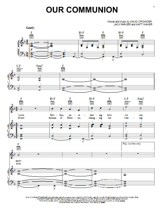 Download David Crowder Band Our Communion Sheet Music and learn how to play Piano, Vocal & Guitar (Right-Hand Melody) PDF digital score in minutes