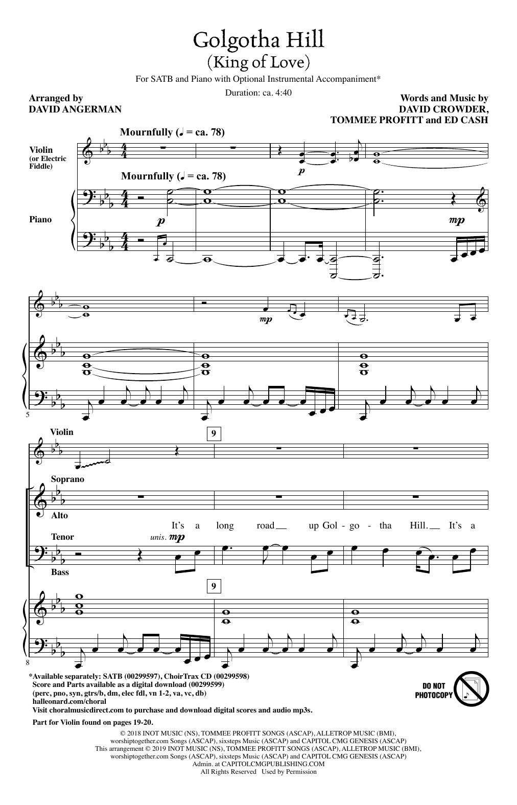 Download David Crowder Golgotha Hill (King Of Love) (arr. David Angerman) Sheet Music and learn how to play SATB Choir PDF digital score in minutes