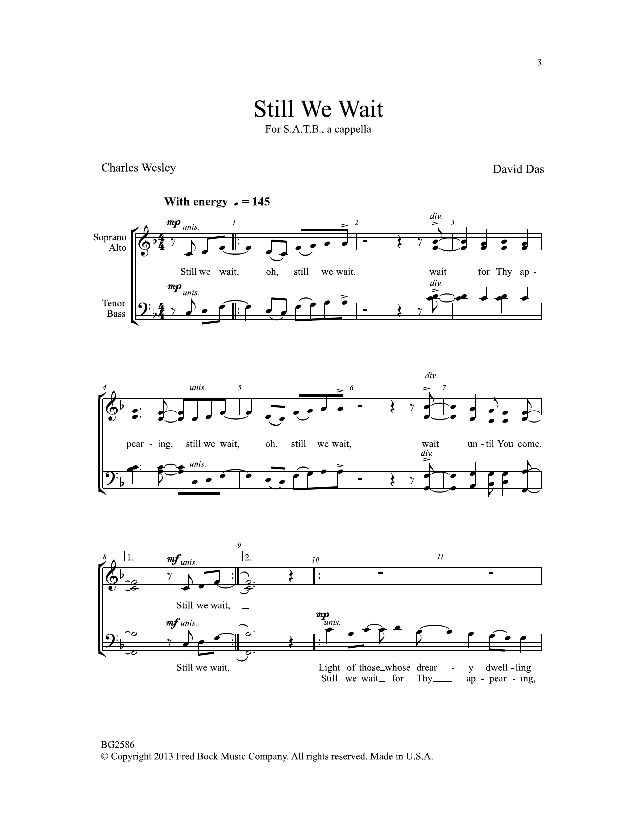 Download David Das Still We Wait Sheet Music and learn how to play SATB Choir PDF digital score in minutes