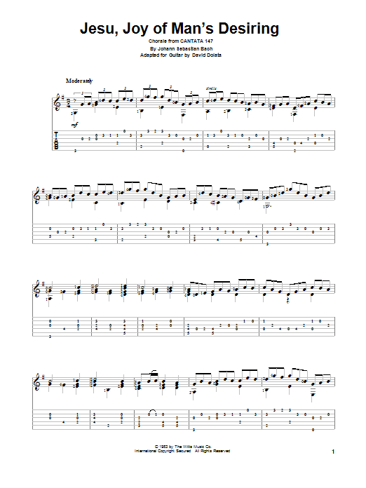 Download J.S. Bach Jesu, Joy Of Man's Desiring Sheet Music and learn how to play Guitar Tab PDF digital score in minutes