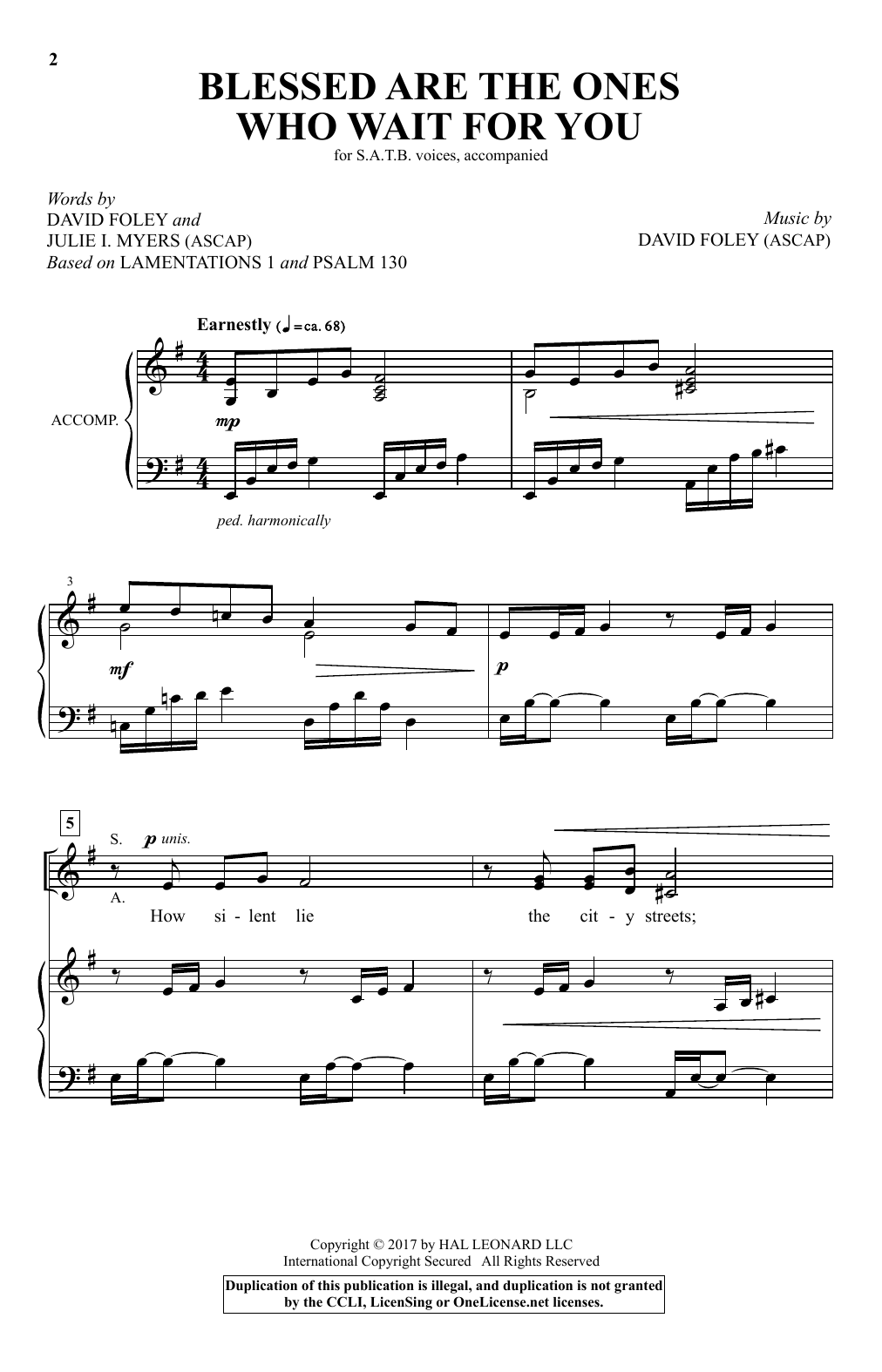 Download David Foley Blessed Are The Ones Who Wait For You Sheet Music and learn how to play SATB PDF digital score in minutes