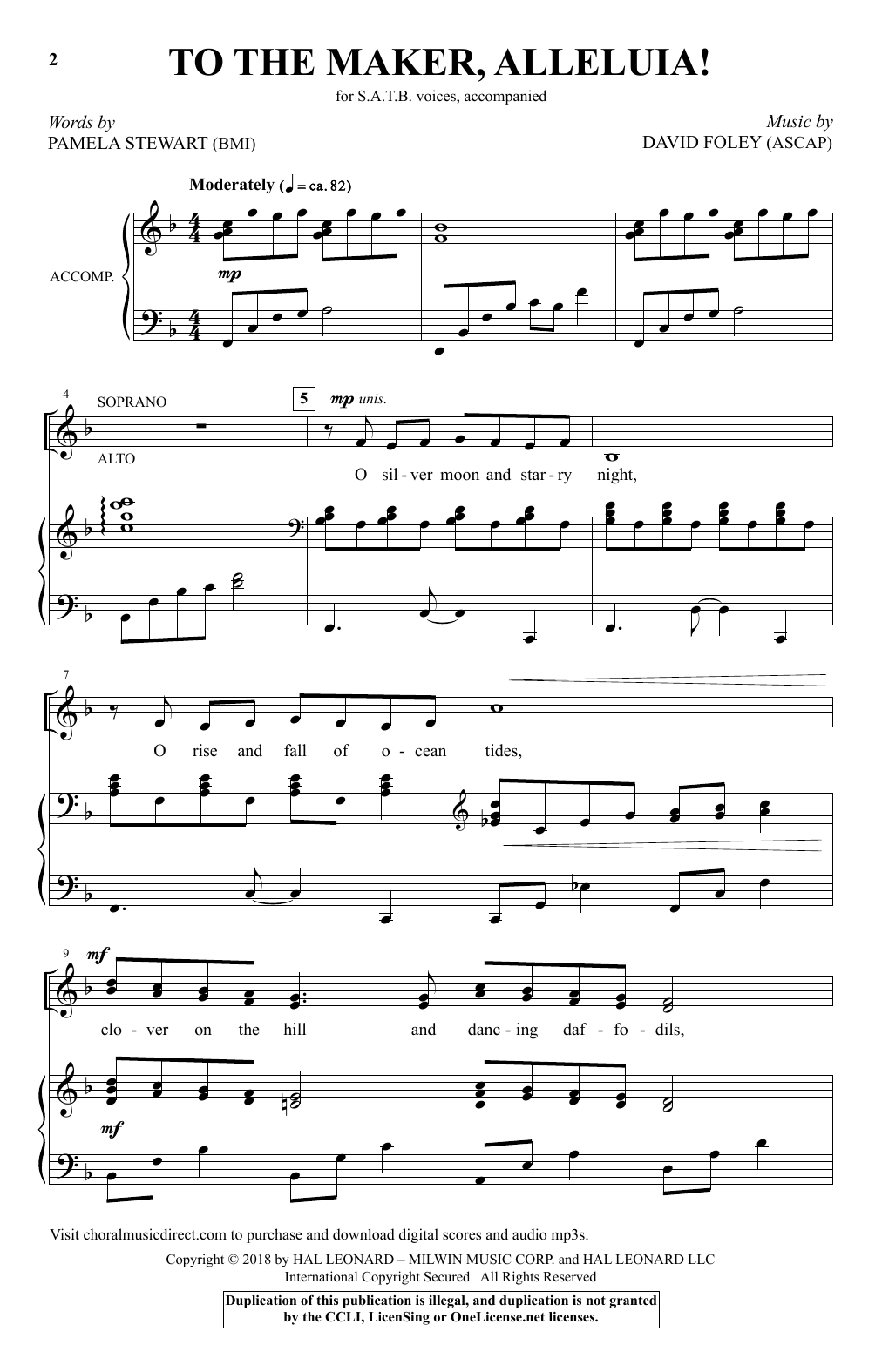 Download David Foley To The Maker, Alleluia! Sheet Music and learn how to play SATB Choir PDF digital score in minutes