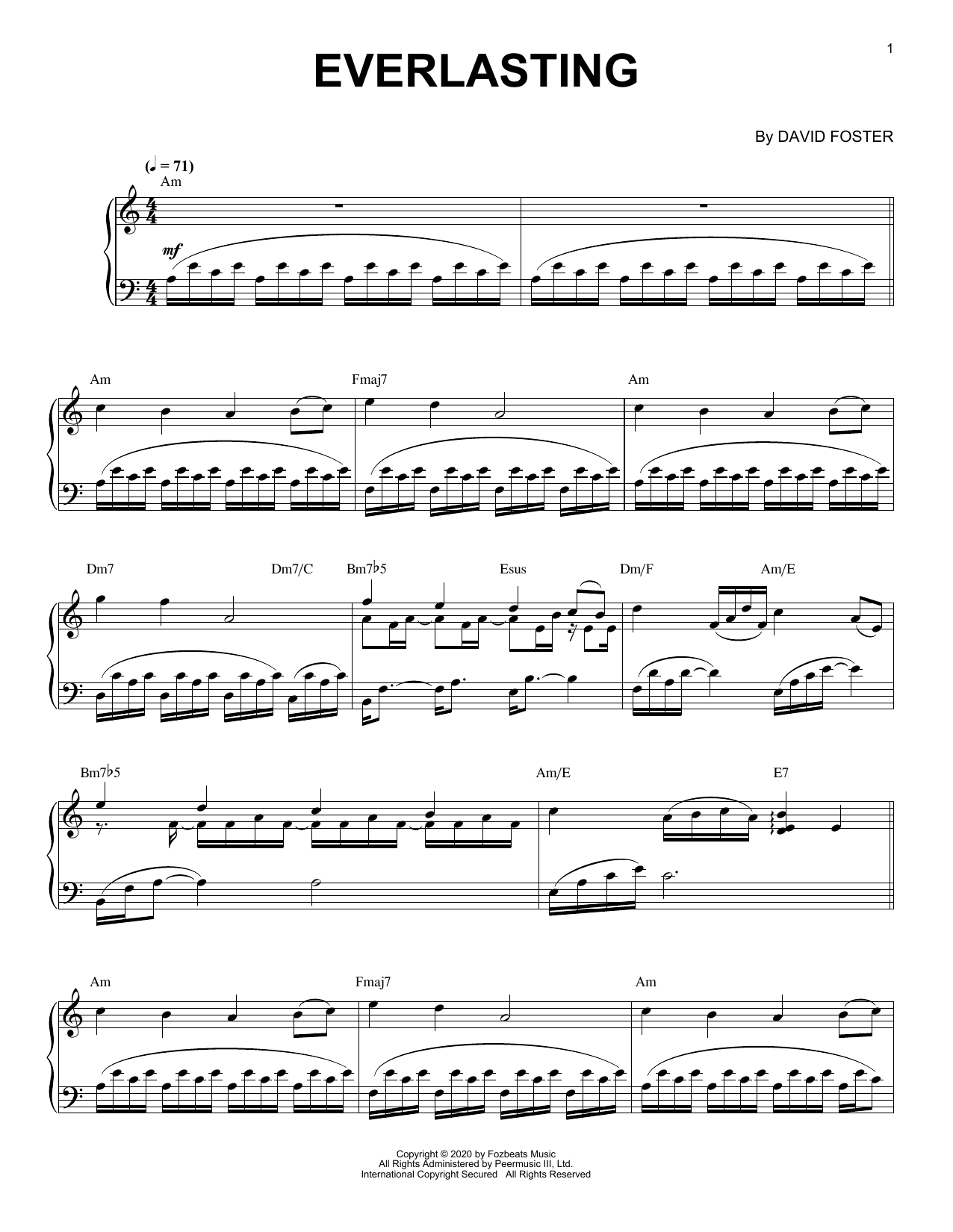 Download David Foster Everlasting Sheet Music and learn how to play Piano Solo PDF digital score in minutes