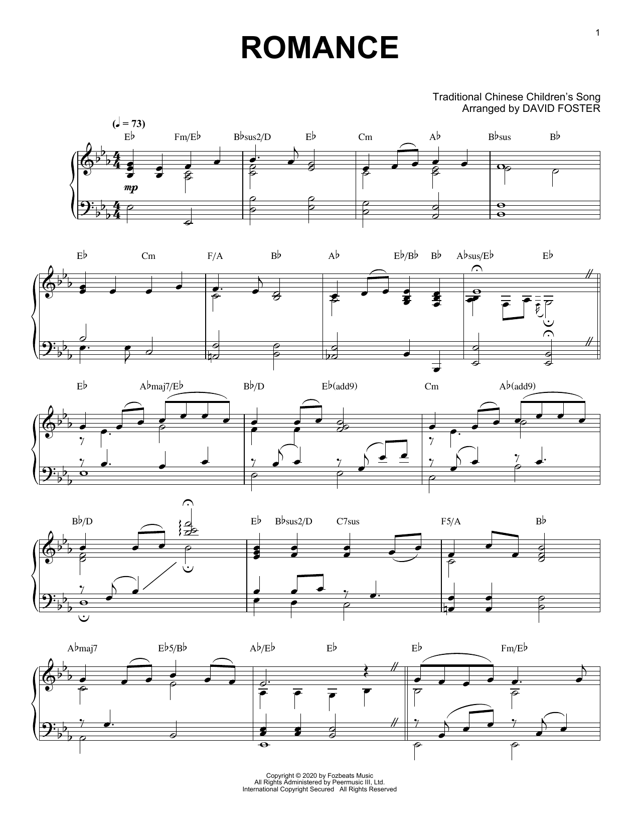 Download David Foster Romance Sheet Music and learn how to play Piano Solo PDF digital score in minutes