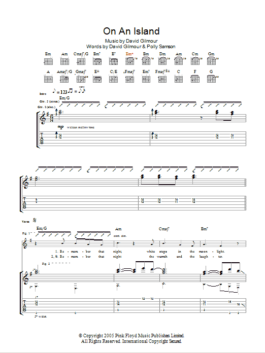 Download David Gilmour On An Island Sheet Music and learn how to play Guitar Tab PDF digital score in minutes