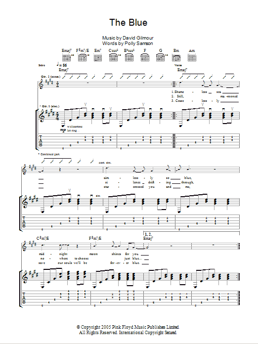 Download David Gilmour The Blue Sheet Music and learn how to play Guitar Tab PDF digital score in minutes