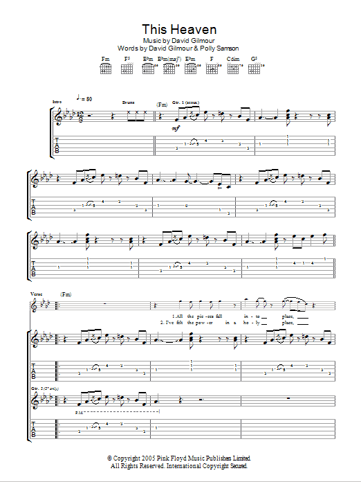 Download David Gilmour This Heaven Sheet Music and learn how to play Guitar Tab PDF digital score in minutes