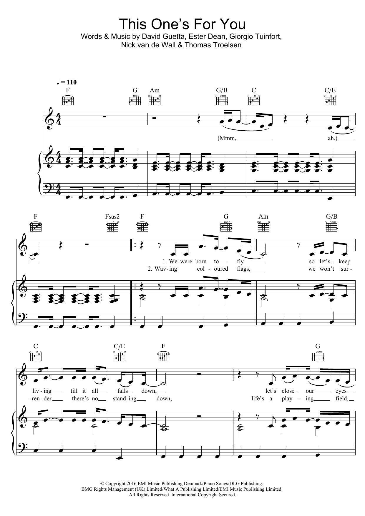 Download David Guetta This One's For You Sheet Music and learn how to play Piano, Vocal & Guitar (Right-Hand Melody) PDF digital score in minutes