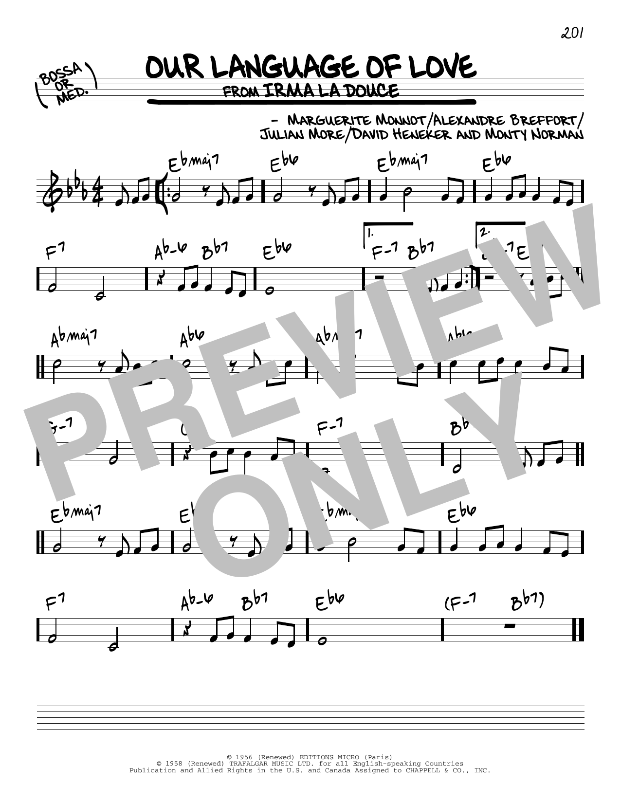Download David Heneker Our Language Of Love Sheet Music and learn how to play Real Book – Melody & Chords PDF digital score in minutes