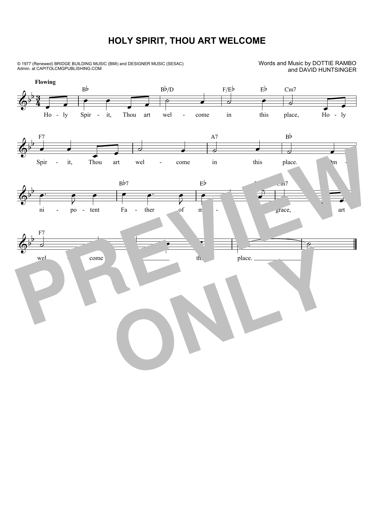 Download David Huntsinger Holy Spirit, Thou Art Welcome Sheet Music and learn how to play Piano, Vocal & Guitar (Right-Hand Melody) PDF digital score in minutes