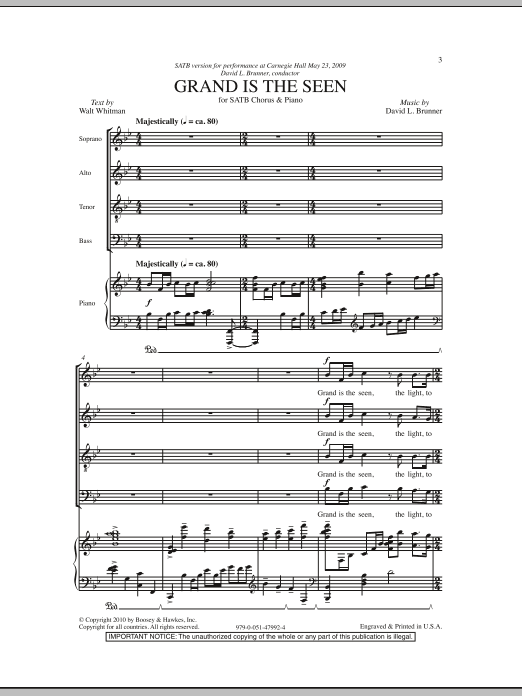 Download David L. Brunner Grand Is The Seen Sheet Music and learn how to play SATB PDF digital score in minutes