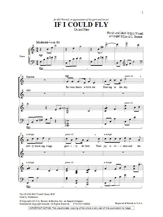 Download David L. Brunner If I Could Fly Sheet Music and learn how to play 2-Part Choir PDF digital score in minutes