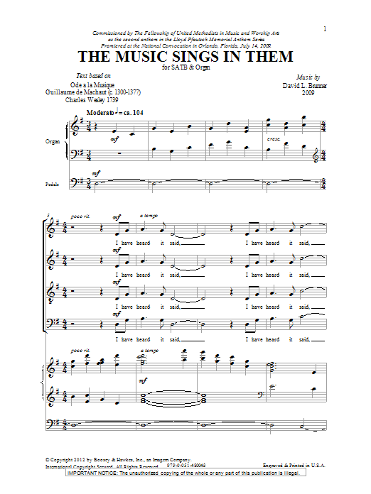 Download David L. Brunner The Music Sings In Them Sheet Music and learn how to play SATB PDF digital score in minutes