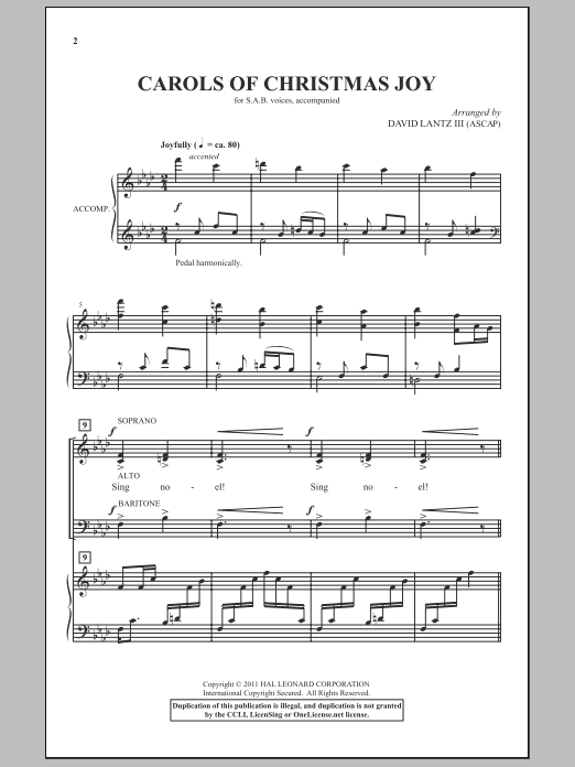 Download David Lantz III Carols Of Christmas Joy Sheet Music and learn how to play SAB PDF digital score in minutes