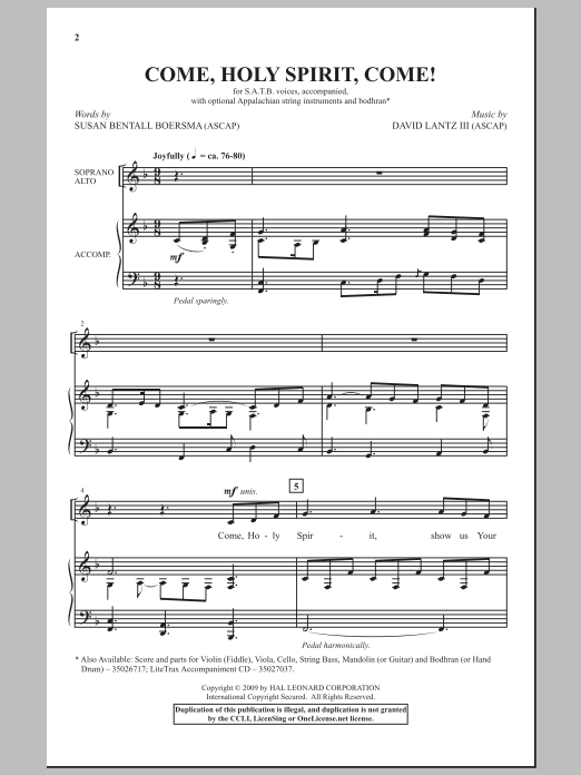 Download David Lantz III Come, Holy Spirit, Come! Sheet Music and learn how to play SATB Choir PDF digital score in minutes