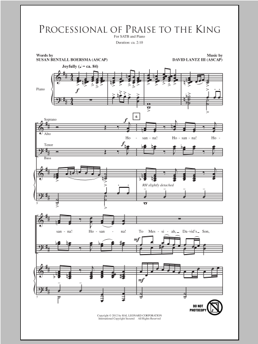 Download David Lantz III Processional Of Praise To The King Sheet Music and learn how to play SATB PDF digital score in minutes