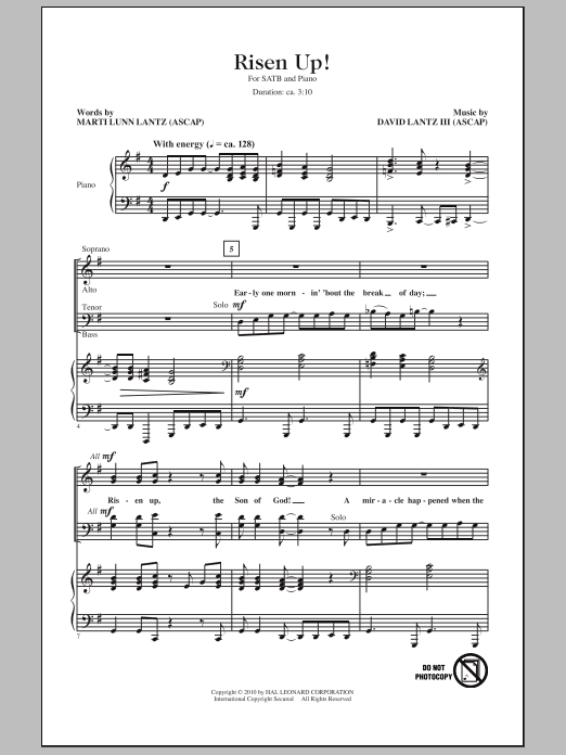 Download David Lantz III Risen Up! Sheet Music and learn how to play SATB Choir PDF digital score in minutes
